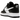 Nike Air Force 1 Low 07 White Swoosh Panda baskets en vue inclinée avec empeigne en cuir noir, logo swoosh blanc et semelle blanche.