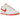 Nike Dunk Low Retro White Picante Red baskets en vue latérale avec base en cuir blanc, empiècements rouges et semelle blanche