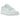 Nike Dunk Low Glacier Blue baskets en vue latérale classique avec une base en cuir blanc, des détails bleu glacier, lacets assortis et semelle intermédiaire blanche.