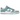 Nike Dunk Low Denim Turquoise baskets vue latérale avec superpositions en jean bleu clair, base en cuir blanc et logo swoosh turquoise