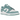 Nike Dunk Low Denim Turquoise baskets vue de côté avec tige blanche, empiècements en denim turquoise, semelle intermédiaire blanche et outsole