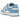 Nike Dunk Low Retro University Blue baskets vue latérale avec superpositions en cuir bleu clair, base blanche et logo Swoosh emblématique