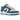 Nike Dunk Low Industrial Blue baskets vue latérale avec empiècements en cuir blanc, daim bleu texturé, swoosh classique et semelle blanche
