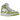 Air Jordan 1 Mid Green Python baskets vue latérale avec une base en cuir blanc, des empiècements en motif serpent vert et un swoosh noir
