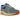 Nike Air Max 1 PRM Dirty Denim baskets en vue angulaire avec tige en denim bleu délavé, garde-boue en cuir marron et semelle intermédiaire blanche à Air