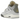 Air Jordan 4 Retro SE Craft Photon Dust baskets vue angulaire avec empeigne en daim gris, détails blancs et unité Air visible dans la semelle.
