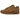 Nike Air Max 1 87 Luxe Ale Brown baskets dans une vue latérale inclinée avec une tige en cuir marron, des lacets assortis et une semelle intermédiaire blanche avec unité Air visible.