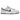 Nike Dunk Low 3D Swoosh baskets en vue latérale classique avec empeigne en cuir blanc, renforts gris et un swoosh 3D superposé unique sur le côté.