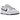 Nike Dunk Low 3D Swoosh baskets en vue latérale, présentant une empeigne en cuir blanc, des empiècements gris et un swoosh 3D multicouche unique.