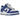Nike Dunk Low Racer Blue baskets vue latérale en cuir bleu et blanc avec bout perforé et logo swoosh emblématique sur le côté