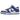 Nike Dunk Low Racer Blue baskets vue latérale montrant les empiècements en cuir blanc et bleu roi, semelle intermédiaire blanche