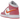 Air Jordan 1 Mid Pinksicle Safety Orange baskets en vue latérale, mettant en valeur les empiècements en cuir rose et orange avec des lacets blancs.