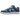 Nike SB Dunk Low Pro Why So Sad baskets vue latérale avec cuir bleu clair, superpositions bleu marine, swoosh jaune et semelle blanche