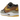 Nike Air Max 1 PRM Duck Pecan Yellow Ochre baskets vue angulaire avec empeigne en daim marron, unité Air visible et détails en ocre jaune.