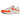 Nike Air Max 1 87 Safety Orange baskets en vue latérale, montrant un mudguard orange, une tige blanche, des empiècements gris et l'unité Air visible