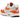 Nike Air Max 1 87 Safety Orange baskets en vue latérale avec détails orange, empeigne en mesh blanc, garde-boue gris et unité Air visible sous le talon.