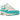 Nike Air Max 1 Dusty Cactus baskets en vue latérale avec base en cuir blanc, empiècements en daim gris et Swoosh aux détails bleu turquoise.