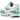 Nike Air Max 1 Dusty Cactus baskets profil latéral en cuir et mesh blancs avec Swoosh turquoise et unité Air visible dans la semelle