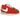 Nike Cortez Picante Red baskets vue latérale avec empeigne en cuir rouge, semelle blanche à bande rouge et logo Swoosh blanc