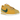 Nike Cortez Textile Yellow Ochre Gorge Green baskets vue latérale avec empeigne jaune, logo swoosh vert et la semelle blanche classique.