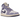 Air Jordan 1 Mid SE Chenille Sky J Light Purple baskets vue latérale avec Swoosh en chenille violet, empeigne en cuir blanc et lacets assortis.