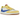 Air Jordan 1 Retro Low OG SP Travis Scott Canary baskets vue latérale avec empeigne en cuir jaune, swoosh bleu et semelle blanche
