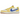 Air Jordan 1 Retro Low OG SP Travis Scott Canary (Women's) baskets en vue inclinée avec empeigne en cuir jaune, swoosh bleu et semelle intermédiaire blanche