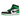 Baskets Air Jordan 1 Retro High OG Lucky Green en vue latérale, mettant en valeur le cuir blanc, les empiècements verts, le Swoosh noir et la semelle.