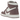Air Jordan 1 Retro High OG Mauve baskets dans une vue angulaire montrant la tige en cuir blanc, les détails violets et les lacets.