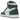 Baskets Air Jordan 1 Retro High OG Gorge Green en vue latérale, présentant du cuir vert, des panneaux latéraux blancs et un swoosh.