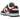 Nike Dunk Low Retro Red Swoosh Panda baskets en vue latérale avec cuir noir et blanc, logo swoosh rouge et une semelle intermédiaire blanche