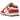 Nike Dunk Low PRM Bacon baskets vue latérale avec panneaux en cuir rose clair, rouge et blanc, Swoosh détaillé et semelle classique
