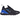 Nike Air Max 270 Multi-Swoosh Black Dark Marina Blue baskets en profil, montrant des détails en mesh noir, plusieurs logos swoosh bleus et l'unité Air au talon.