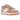 Baskets Nike Dunk Low PRM Red Stardust en vue latérale inclinée avec une empeigne en daim rose, des détails blancs et une semelle assortie.
