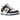 Nike Dunk Low Midnight Navy Wheat baskets vue latérale avec des panneaux en cuir bleu marine, des superpositions en daim beige et une semelle blanche