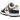 Nike Dunk Low Midnight Navy Wheat baskets vue latérale avec empiècements en cuir bleu marine, superpositions blé et semelle classique.