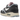 Nike Air Max 1 86 Big Bubble Black Denim baskets en vue angulaire avec tige en denim noir et semelle intercalaire blanche avec unite Air