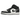 Baskets Air Jordan 1 Mid SE Panda Elephant vue latérale avec empeigne en cuir noir, détails imprimé éléphant et semelle intermédiaire blanche
