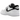 Air Jordan 1 Retro Low 85 Metallic Black baskets vue latérale avec empeigne en cuir blanc, détails noirs, laçage classique et semelle blanche