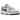 Nike Dunk Low Stencil Swoosh baskets vue latérale avec une base en cuir blanc, des détails gris et un logo Swoosh noir façon pochoir sur le côté.