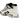 Nike Air Max Plus Drift White Black Metallic Silver baskets vue sous angle avec détails blancs, cage en TPU noire et accents argentés métalliques.