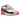 Nike Air Max 90 Gore-Tex Infrared baskets en vue latérale, présentant une empeigne blanche, des détails gris, un garde-boue noir et la teinte rouge.