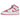 Air Jordan 1 Mid Fire Pink baskets en vue latérale, avec une empeigne en cuir blanc, des détails rose vif et le logo Wings rouge sur le côté