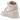 Baskets Air Jordan 1 Mid Pink Wash vue latérale montrant les empiècements en cuir rose, les panneaux latéraux blancs, les lacets et le swoosh noir.