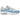 Nike Air Max 1 White University Blue baskets vue latérale avec empeigne en cuir blanc, empiècements en daim bleu et unité Air visible dans la semelle.
