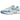 Nike Air Max 1 White University Blue baskets vue latérale avec empeigne en mesh blanc, détails en cuir bleu ciel et unité Air visible emblématique
