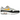 Nike Air Max 1 White University Gold baskets vue latérale, présentant une empeigne en mesh blanc, des détails en cuir jaune et une unité Air visible