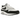Nike Air Max 1 White Black baskets vue angulaire avec empeigne en mesh blanc, détails en cuir noir et unité Air visible dans la semelle blanche.