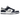Nike Dunk Low Summit White Midnight Navy baskets vue latérale avec base en cuir blanc, empiècements bleu marine, swoosh et semelle