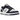 Nike Dunk Low Summit White Midnight Navy baskets vue latérale mettant en valeur l'empeigne en cuir blanc contrastée par le swoosh et la semelle marine